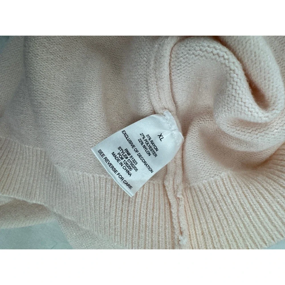 Riley & Rae Pink Floral Embroidered Cropped Cardigan Sweater XL Cottagecore - Picture 5 of 5